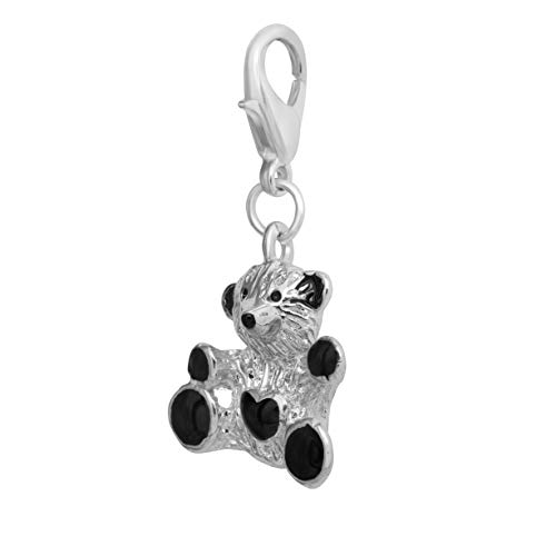 ANDANTE Silber Charm Anhänger Teddybär mit schwarzen Pfötchen und Herzchen + Organzasäckchen von ANDANTE