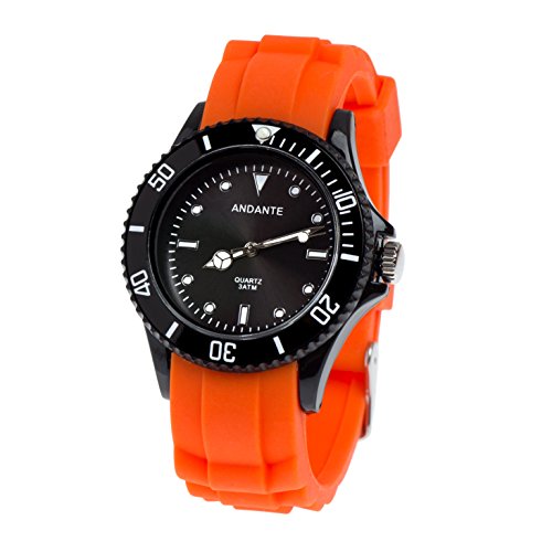 ANDANTE Sportliche wasserdichte Unisex Armbanduhr Silikon Uhr Quarz 3ATM ORANGE SCHWARZ AS-5006B Modell 2019 ANDANTE Sportliche wasserdichte Unisex Armbanduhr Silikon Uhr Quarz 3ATM ORANGE SCHWARZ AS-5006B Modell 2019 von ANDANTE
