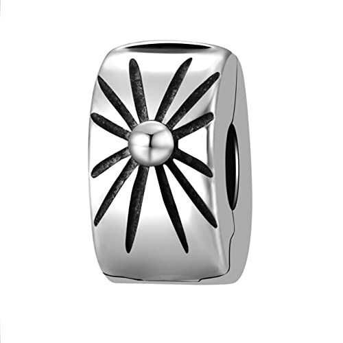 Andante-Stones 925 Sterling Silber Bead Charm Clip Stopper Sonne - Element Kugel für European Beads Modul Armband + Organzasäckchen von Andante-Stones