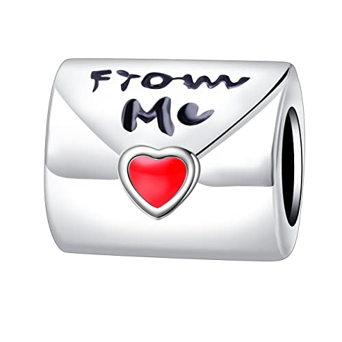 Andante-Stones 925 Sterling Silber Bead Charm "From me to my Love" Brief - Element Kugel für European Beads + Organzasäckchen von ANDANTE
