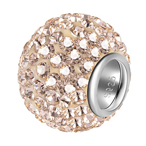 ANDANTE-Stones 925 Sterling Silber Kristall Glitzer Strass Bead Charm Peach als Kettenanhänger oder Element für Bettelarmbänder + Organzasäckchen von ANDANTE