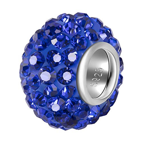 Andante-Stones 925 Sterling Silber Kristall Strass Bead Charm Ocean Blue Element Kugel für European Beads Modul Armband + Organzasäckchen von Andante-Stones