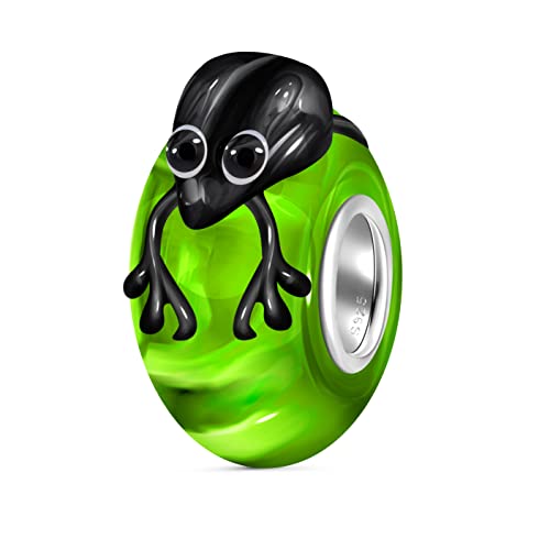 Andante-Stones 925 Sterling Silber Murano Glas Bead Charm Tierwelt Frosch Element Kugel für Bettelarmbänder + Organzasäckchen von ANDANTE