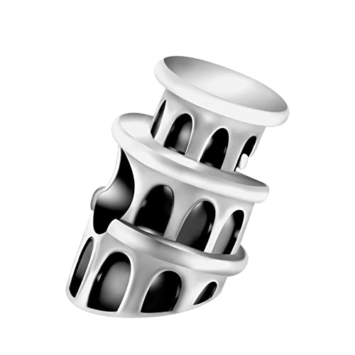 Andante-Stones Silber Bead Charm Italien Schiefer Turm von Pisa Element Kugel für European Beads + Organzasäckchen von Andante-Stones