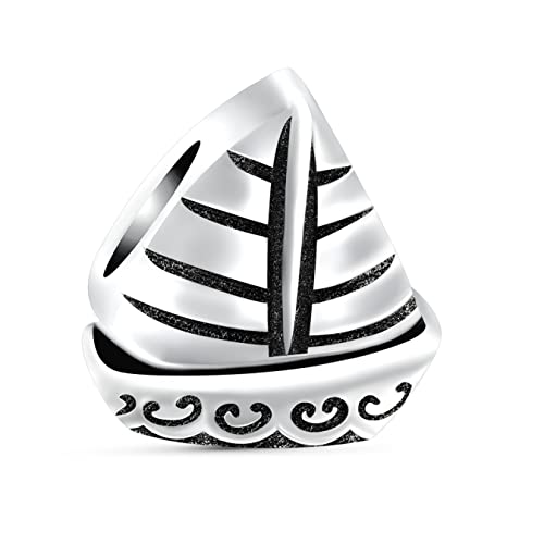 Andante-Stones Silber Bead Charm Segelboot Element Kugel für European Beads + Organzasäckchen von Andante-Stones
