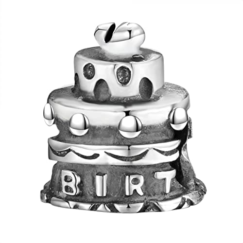 Andante-Stones 925 Sterling Silber Bead Charm Birthday Geburtstagstorte - Element Kugel für European Beads Modul Armband + Organzasäckchen von Andante-Stones