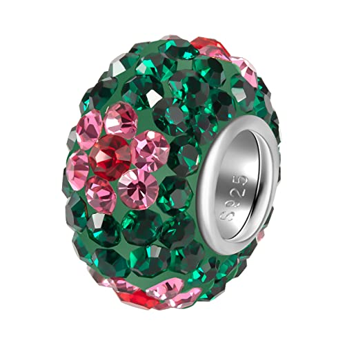 Andante-Stones 925 Sterling Silber Kristall Strass Bead Charm "Weihnachtsbaum trifft Winterblume" Element Kugel für European Beads + Organzasäckchen von ANDANTE