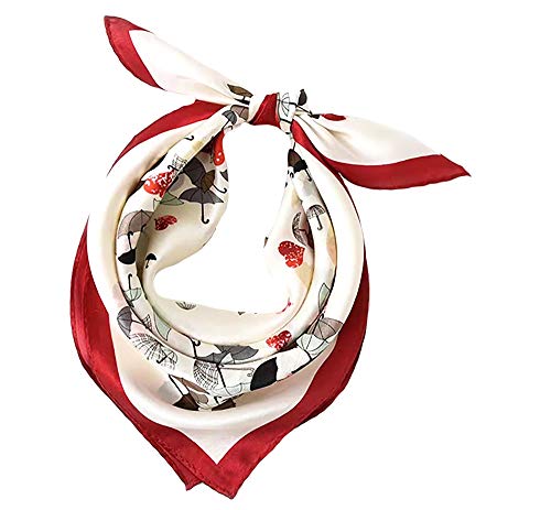 ANDANTINO Schal aus 100 % Maulbeerseide, 53,3 cm, leicht, quadratisch, atmungsaktiv, digital bedruckt, mit Geschenkverpackung, Beige Rot, Medium von ANDANTINO