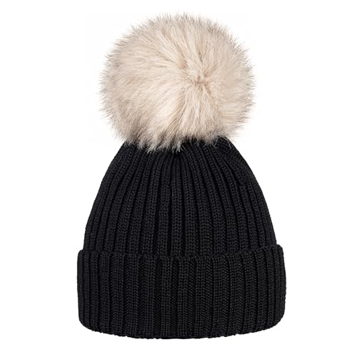 Ander Mütze Damen aus 100% Merinowolle mit Pompon – Wintermütze Damen 58 Größe - Beanie für Winter und Herbst - Stilvoller und nachhaltiger Komfort für Frauen von ANDER