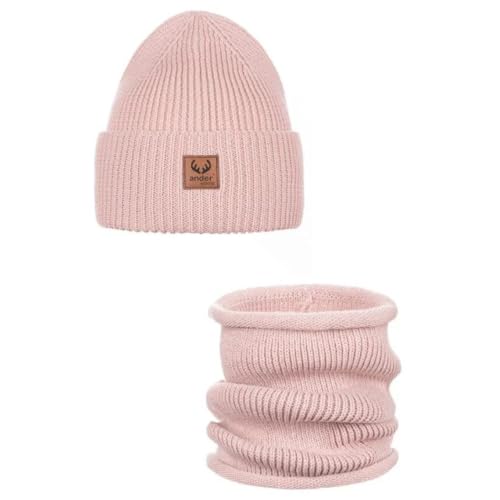 Ander Set aus Mütze und Schal 58 Größe aus 100% Merinowolle - Strickmützen und Schal Damen Herbst von ANDER