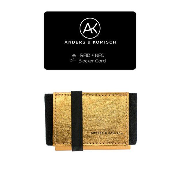 ANDERS & KOMISCH Kleines Portemonnaie Gold mit RFID Schutz - A&K MINI Slim Wallet – A&K MINI Bundle von ANDERS & KOMISCH