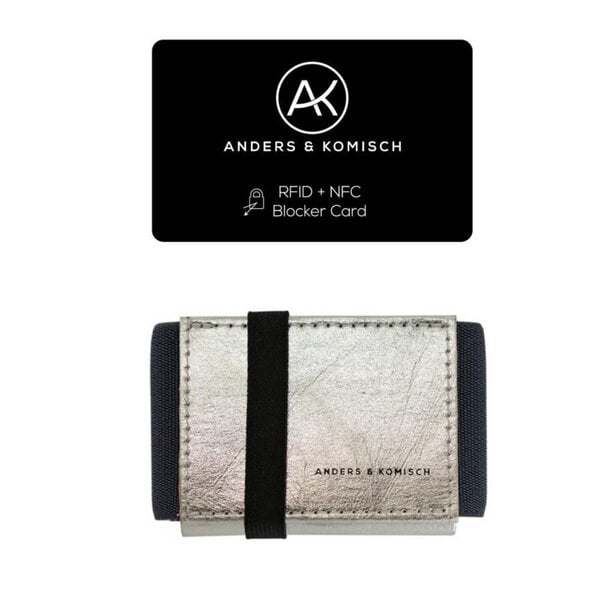 ANDERS & KOMISCH Kleiner Geldbeutel mit RFID- & NFC Schutz Karte – A&K MINI Portemonnaie Silber von ANDERS & KOMISCH