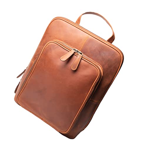 ANDERS Rucksack Damen mit vielen Fächern Handgefertigt echtem Leder Laptoprucksack für 14 Zoll Notebook Business von ANDERS