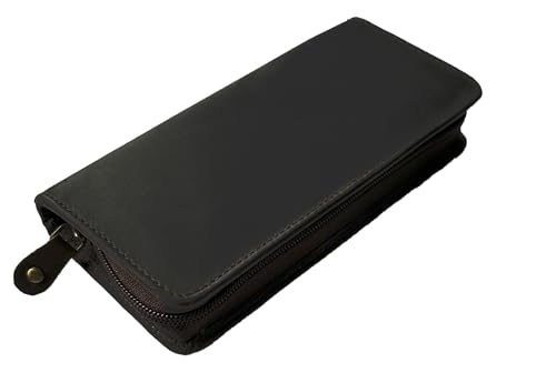 ANDERS Stifteetui Leder German Design Federmappe Lederetui Füllfederhalter-Etui Füller Kugelschreiber Stiftehalter für 7 Schreibgeräte Stifttasche Schreibgeräteetui Vintage (Dunkelbraun, M) von ANDERS