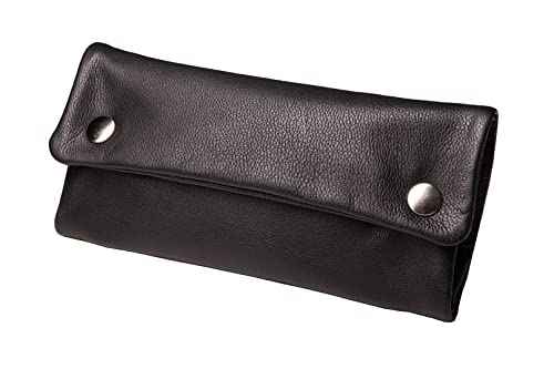 ANDERS Tabaktasche Druckknöpfe mit Gravur I Lederdesign Germany (Schwarz) von ANDERS