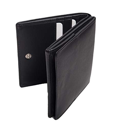 ANDERS Wiener Schachtel Schüttelbörse mit großem Kleingeldfach echtes Leder I Lederdesign Germany (Schwarz) von ANDERS