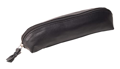 Anders Leder Federmäppchen Stifteetui Lederetui mit Reißverschluss (Schwarz-oval) von ANDERS