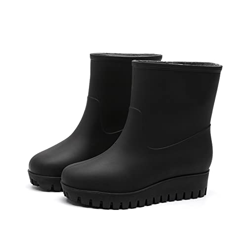 ANDGRO Regenstiefel Damen,Gummistiefel Damen Stiefeletten Plateau Chelsea Boots Wasserdicht Winddicht Damenstiefel Gummistiefeletten Weitschaft Gummistiefel Rutschfeste Winterstiefel Kurzschaft Boots von ANDGRO