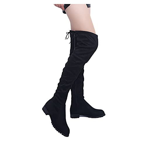 ANDGRO Stiefel Damen,Overknee Stiefel Blockabsatz Hohe Stiefel Wildleder Winterschuhe Runde Langschaft Stiefel Reißverschluss Damenschuhe Sexy Oberschenkelhoher Stiefel für Herbst Winter Reitstiefel von ANDGRO