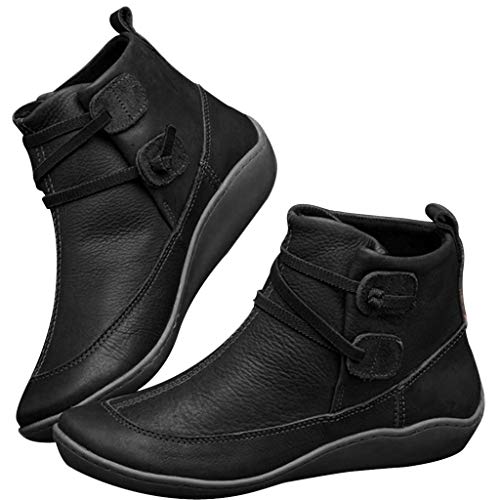 ANDGRO Stiefel Damen,Runde Stiefeletten Damen Flach Rutschfest Schlupfstiefel für Herbst Winter Stiefeletten Sports Wasserdichte Damenstiefel Wasserdicht Winter Warme Gefüttert Winterschuhe von ANDGRO