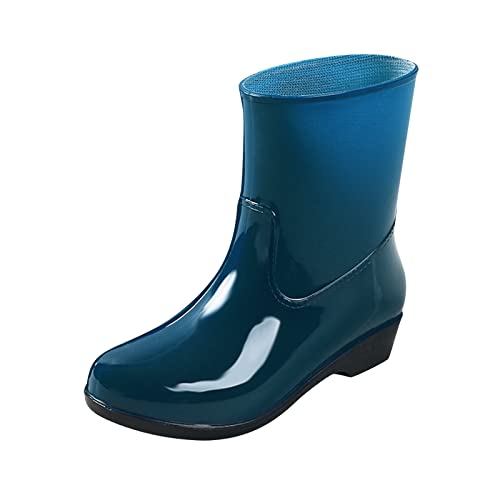 Regenstiefel Damen,Gummistiefel Damen Blockabsatz Halbhoch Regenschuhe Wasserdicht Rutschfeste Gummistiefeletten mit Absatz Regenstiefeletten Gummistiefel Chelsea Boots Wasserschuhe Schuhe von ANDGRO