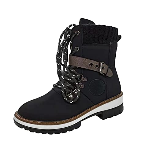 Stiefel Damen, Damen Stiefeletten mit Absatz Plateau Nieten Aushöhlen Cowboystiefel Winterstiefel Winter Elegant Kurzschaft Ankle Boots Kurz Stiefel Warm Winterschuhe Damenstiefel von ANDGRO