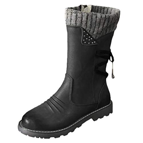 Stiefel Damen, Damen Stiefeletten mit Absatz Plateau Nieten Aushöhlen Cowboystiefel Winterstiefel Winter Elegant Kurzschaft Ankle Boots Kurz Stiefel Warm Winterschuhe Damenstiefel von ANDGRO