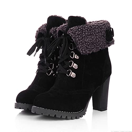 Stiefel Damen, Stiefel Damen Stiefeletten mit Absatz Blockabsatz Warm Gefüttert Kurzschaft Winterstiefel Winter Elegant Ankle Boots Kurz Stiefel Winterschuhe Damenstiefel von ANDGRO