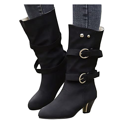 Stiefeletten Damen, Stiefel Damen Stiefeletten mit Absatz Vintage Blockabsatz Kurzschaft Cowboystiefel Winterstiefel Elegant Ankle Cowboy Boots Winter Kurz Stiefel Winterschuhe Damenstiefel von ANDGRO