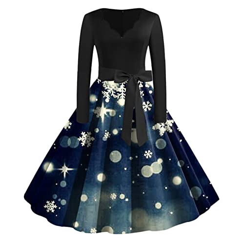 Weihnachten Kleid Damen Partykleider Damen Weihnachten Kleid Weihnachtskleider Frauen Vintage Elegant Cocktailkleid Knielang A Linie Swing Kleid Rockabilly Kleid Festival Karneval Kleidung von ANDGRO