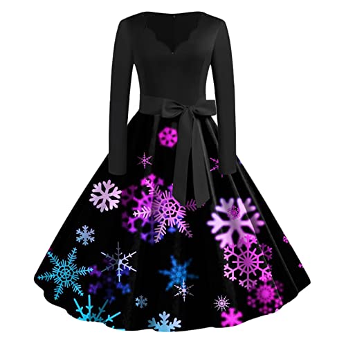 Weihnachten Kleid Damen Partykleider Damen Weihnachten Kleid Weihnachtskleider Frauen Vintage Elegant Cocktailkleid Knielang A Linie Swing Kleid Rockabilly Kleid Festival Karneval Kleidung von ANDGRO