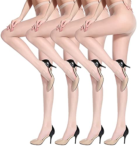 ANDIBEIQI 4 Pairs Seidenglatt Damen transparente Feinstrumpfhose semi-blickdicht 15 den Strumpfhose Plus Gr??en XL-4XL(44-62) von ANDIBEIQI