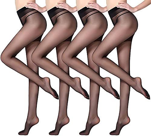 ANDIBEIQI 4 Pairs Seidenglatt Damen transparente Feinstrumpfhose semi-blickdicht 15 den Strumpfhose Plus Gr??en XL-4XL(44-62) von ANDIBEIQI