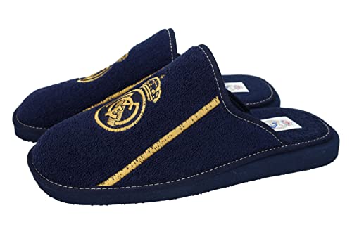 ANDINAS 518-90 Chinela offizielles Real Madrid Hausschuhe Frottee-Hausschuhe in Marineblau und Gold, hergestellt für Herren, Marineblau, 45 EU von ANDINAS