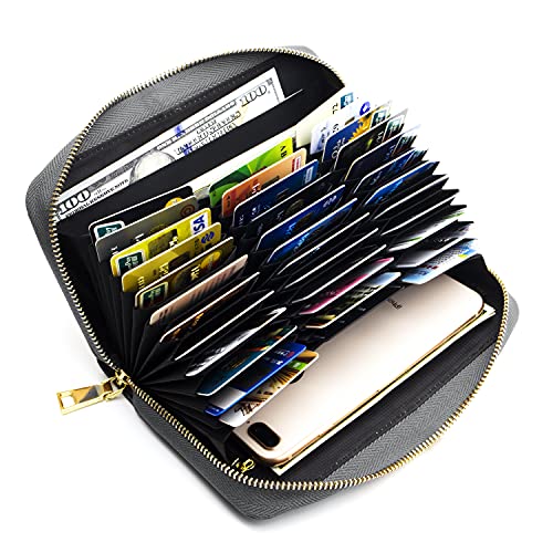ANDOILT Geldbörse Damen Kreditkartenetui Gross Leder Geldbörsen RFID Blocking Schutz Wallet Groß Geldbeutel Frauen Grau von ANDOILT