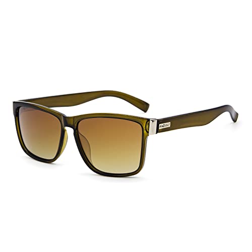 ANDOILT Sonnenbrille Herren Damen Polarisiert Verspiegelt Retro Vintage Sonnenbrillen UV Schutz Brillen Olivgrün Rahmen Kaffee Linse von ANDOILT