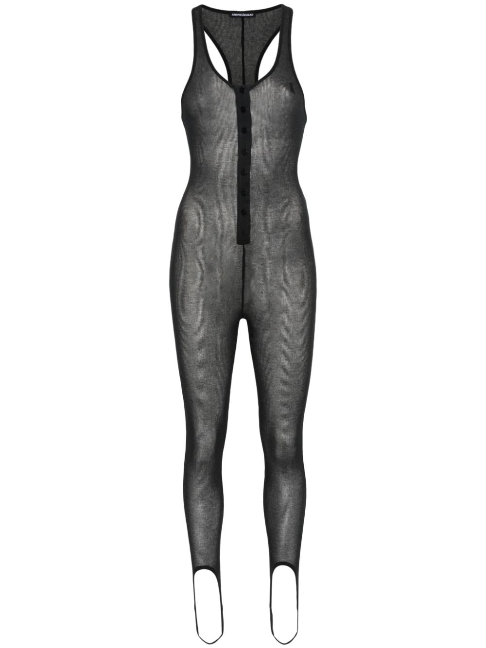 ANDREĀDAMO Semi-transparent Jumpsuit - Schwarz von ANDREĀDAMO