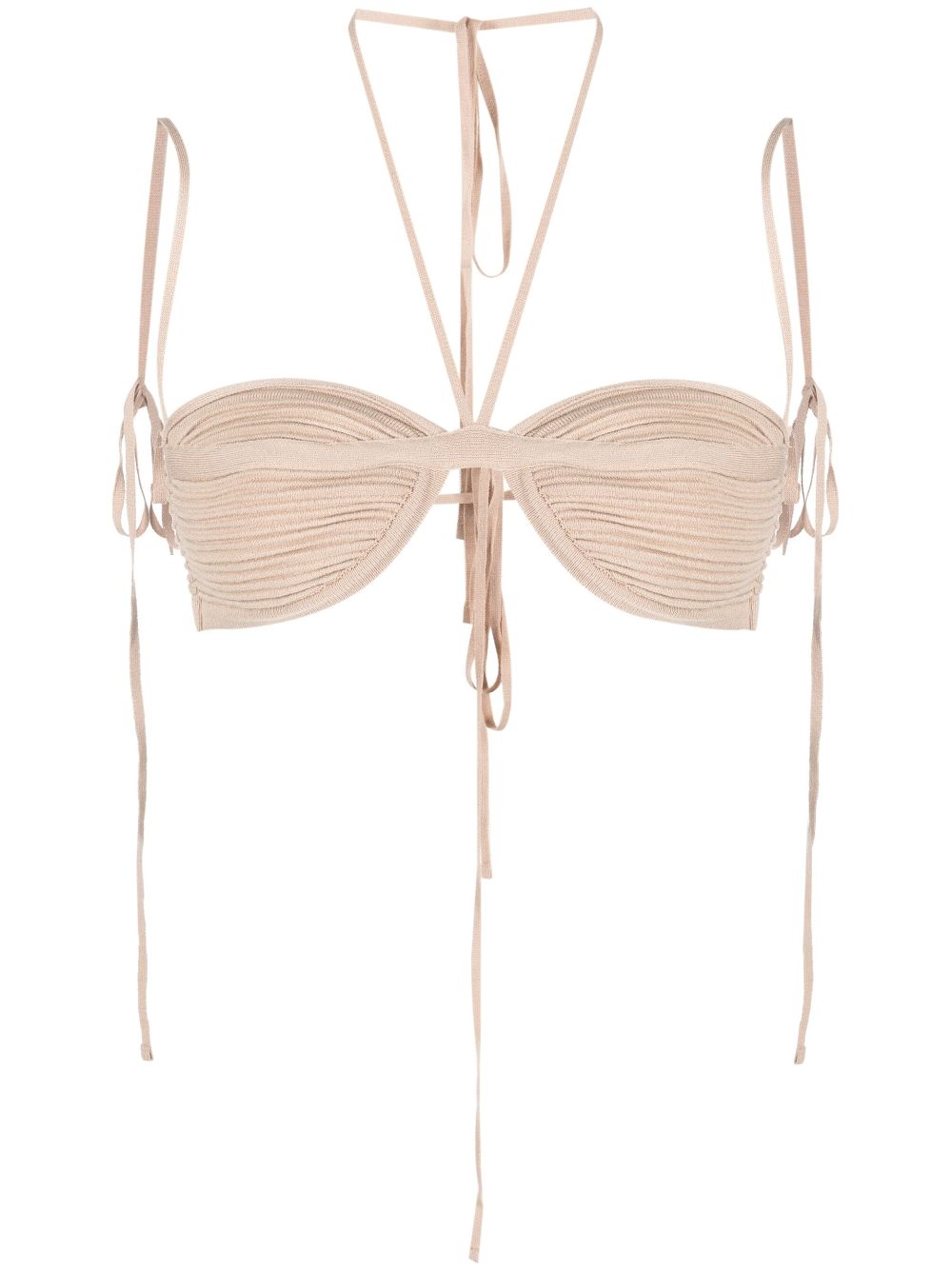 ANDREĀDAMO Geripptes Cropped-Stricktop - Nude von ANDREĀDAMO