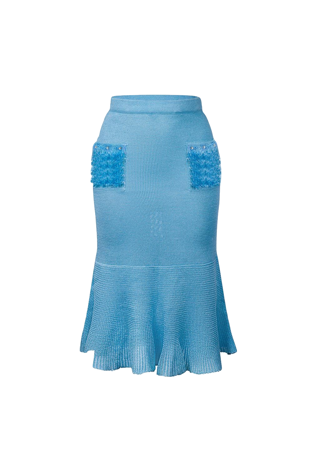 Baby Blue Knit Skirt With Handmade Details von ANDREEVA
