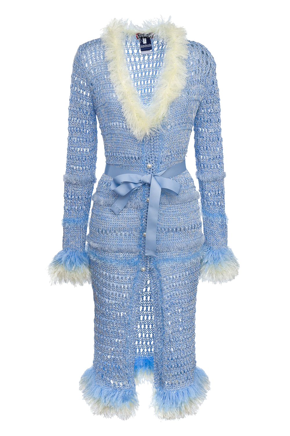 Baby Blue Rose Handmade Knit Dress-Cardigan von ANDREEVA