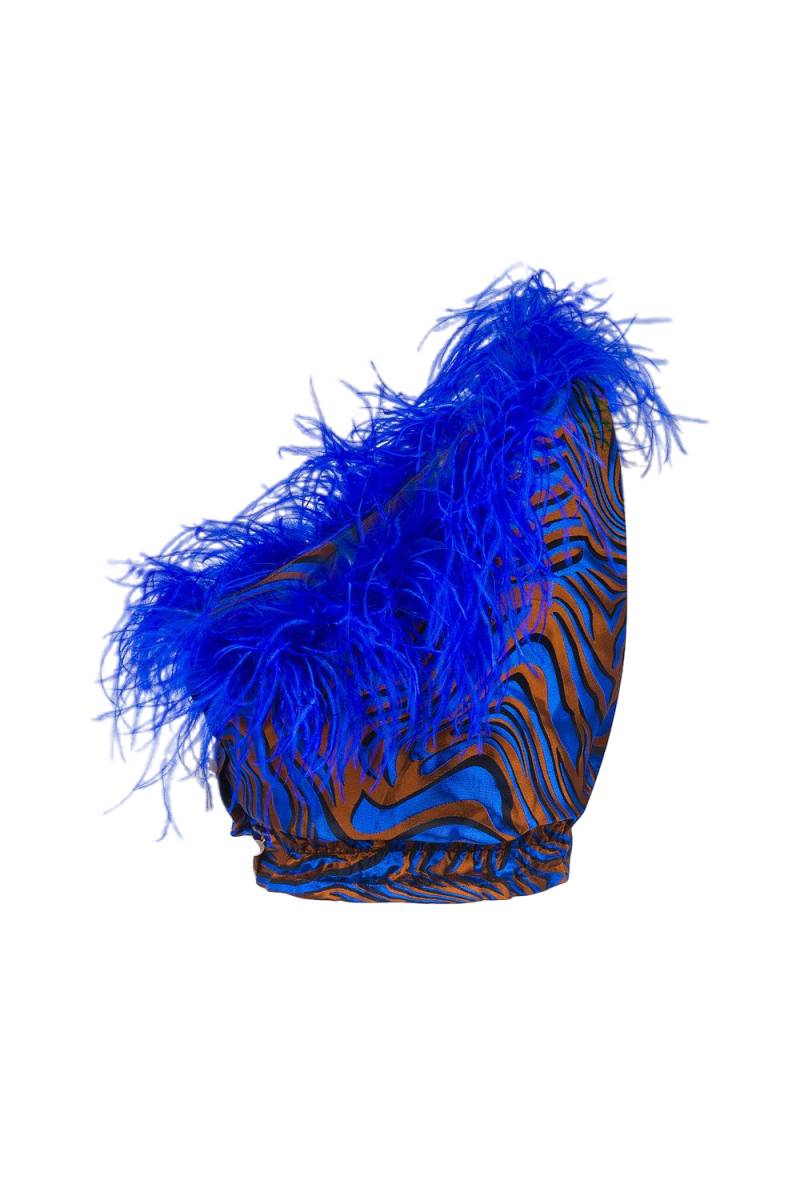 ANDREEVA | Blue Marilyn Top With Feathers Details | Women's Blue Crop tops von ANDREEVA