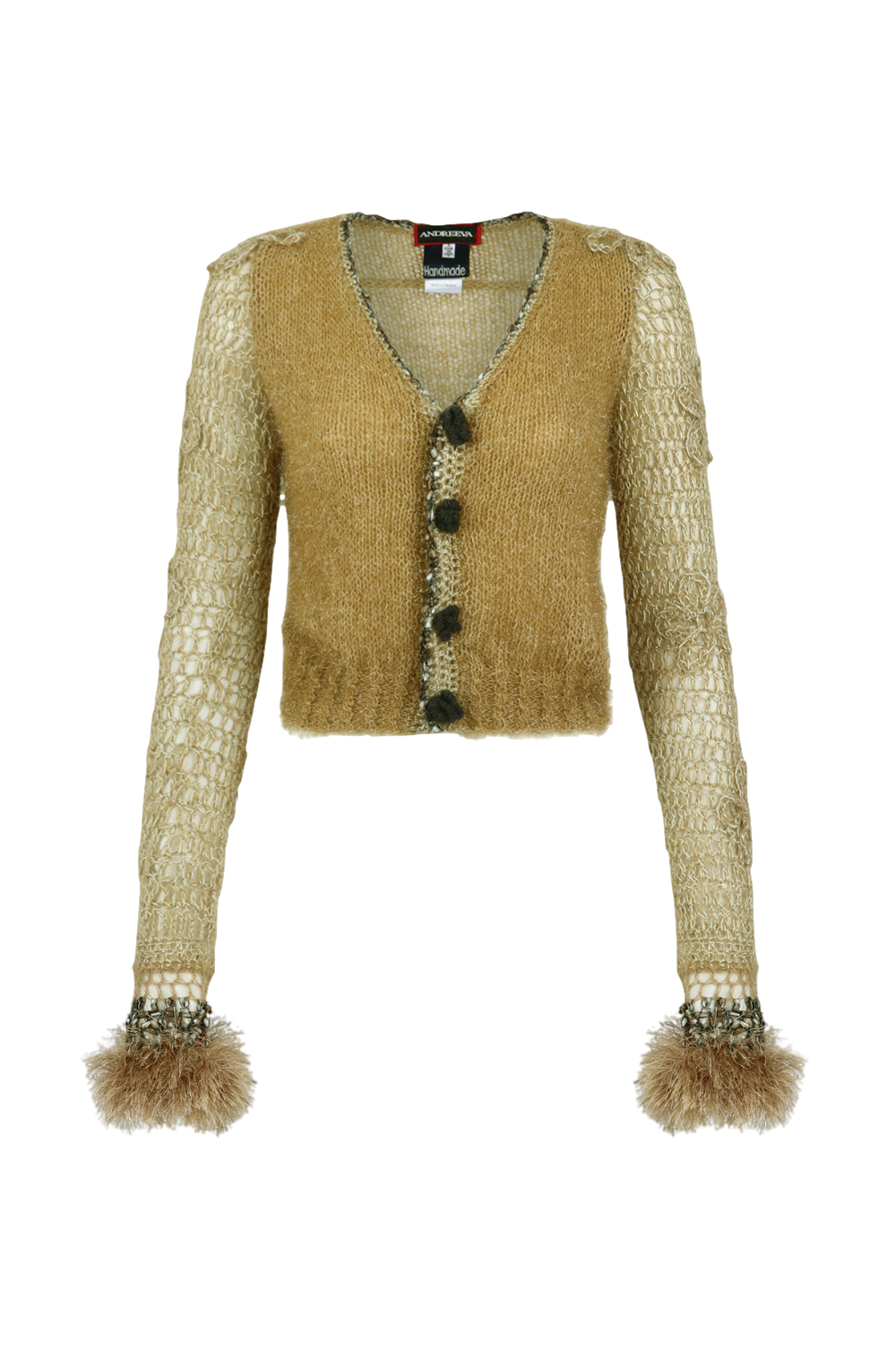 Camel Handmade Knit Cardigan von ANDREEVA