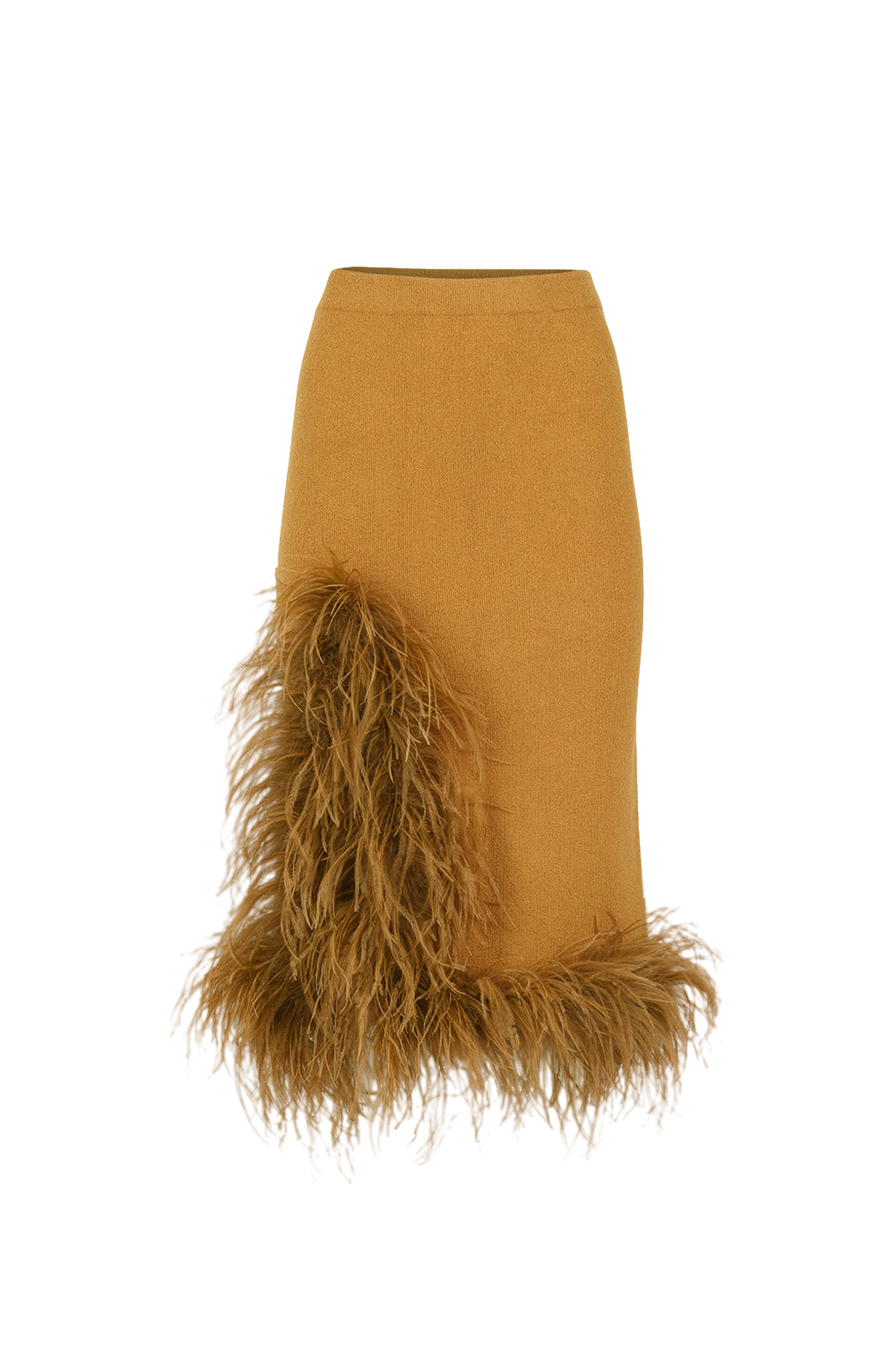 Camel Knit Skirt With Feathers von ANDREEVA