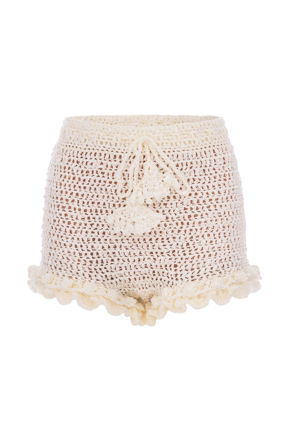 Chrysanthemum White Handmade Crochet Shorts - White - L - ANDREEVA - Mini shorts Chrysanthemum White Handmade Crochet Shorts - White - L - ANDREEVA - Mini shorts von ANDREEVA