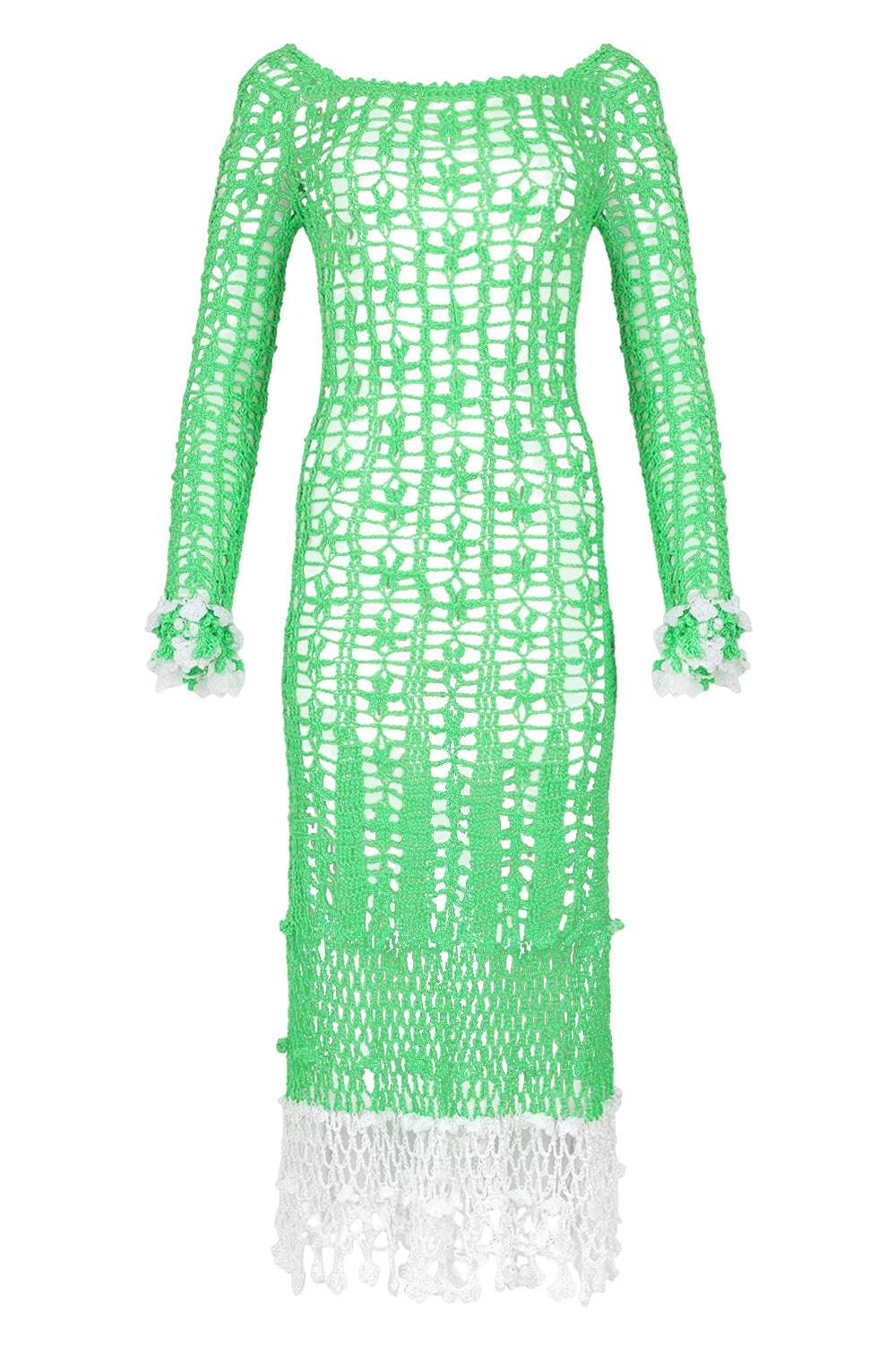 Green Vanilla White Midi Dress - Green - XS - ANDREEVA - Midi dresses Green Vanilla White Midi Dress - Green - XS - ANDREEVA - Midi dresses von ANDREEVA