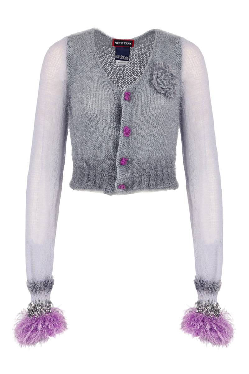 Grey Handmade Cashmere Knit Cardigan von ANDREEVA