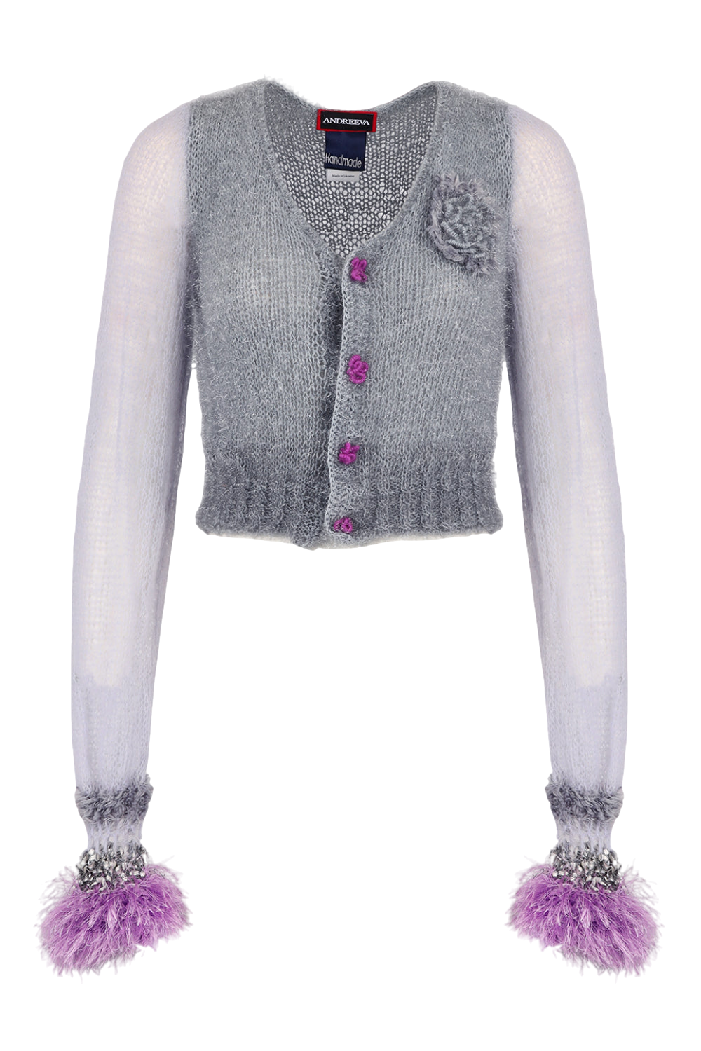 Grey Handmade Cashmere Knit Cardigan von ANDREEVA