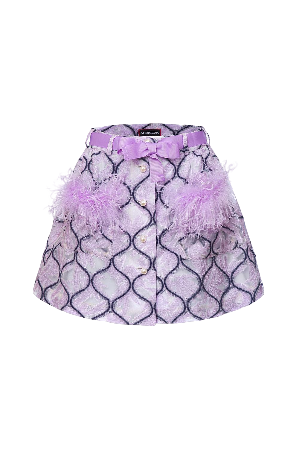 Lavender Skirt With Feathers Details - Purple - XS - ANDREEVA - Mini skirts Lavender Skirt With Feathers Details - Purple - XS - ANDREEVA - Mini skirts von ANDREEVA