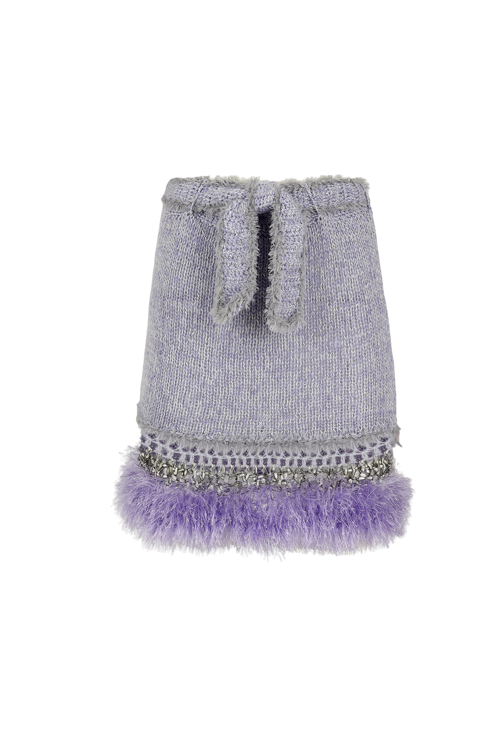 Light Grey Handmade Knit Midi Skirt von ANDREEVA