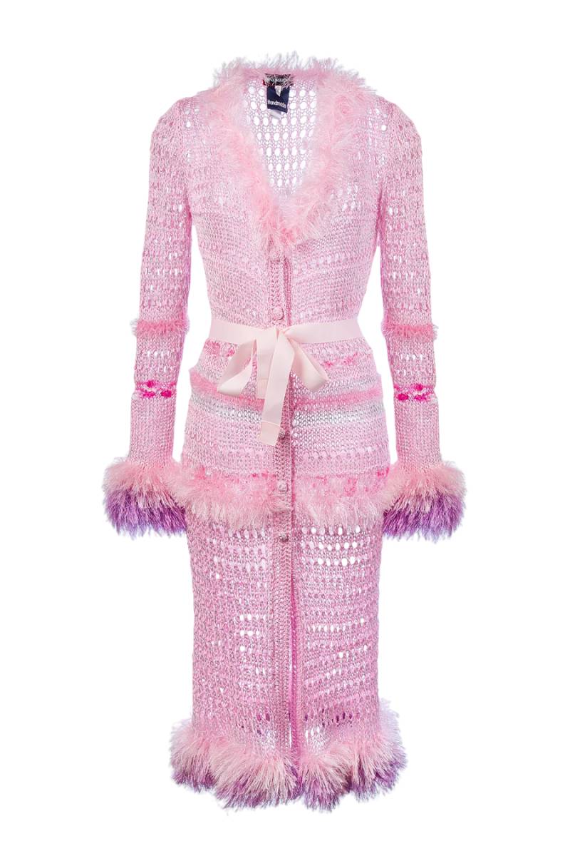 ANDREEVA | Monroe Pink Handmade Knit Cardigan-Dress | Women's Pink Cardigans von ANDREEVA